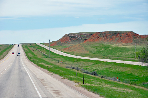 view along I-90 in Wyoming